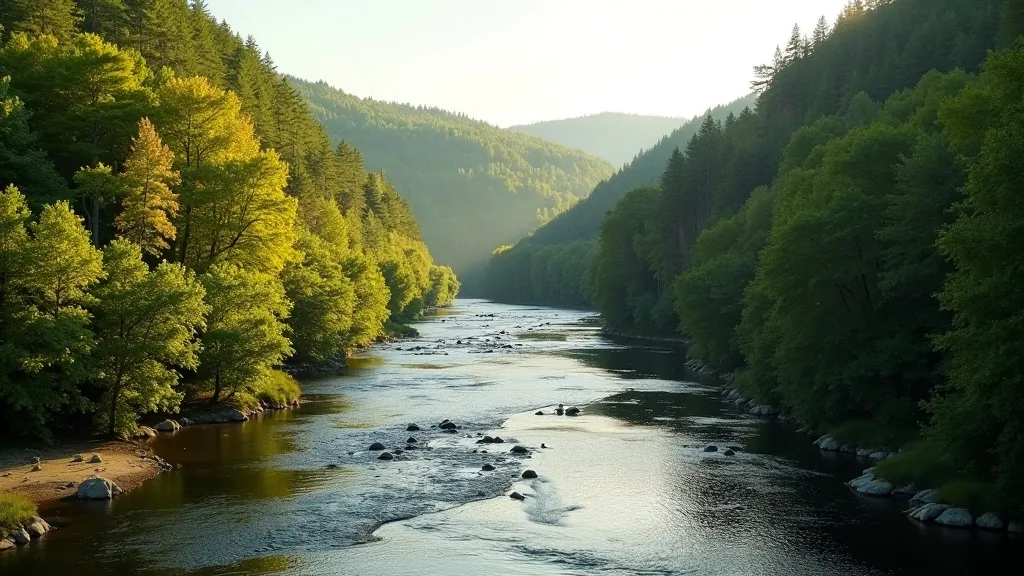 Gauja river landscape with river flowing through green valley